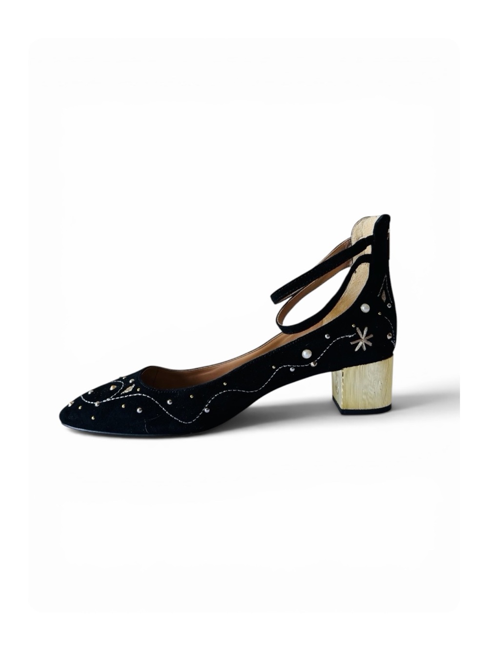 ★ Sam Edelman Lucien Embroidered Pearl Stud
Ankle Strap Pumps Black 9.5 ★ - Picture 13 of 16